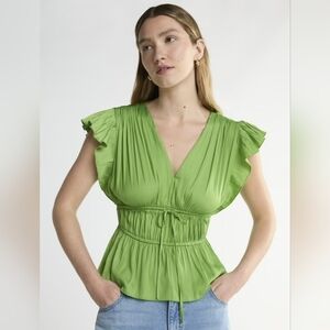 Scoop Elegant Lime Green Ruffle Blouse Size Medium